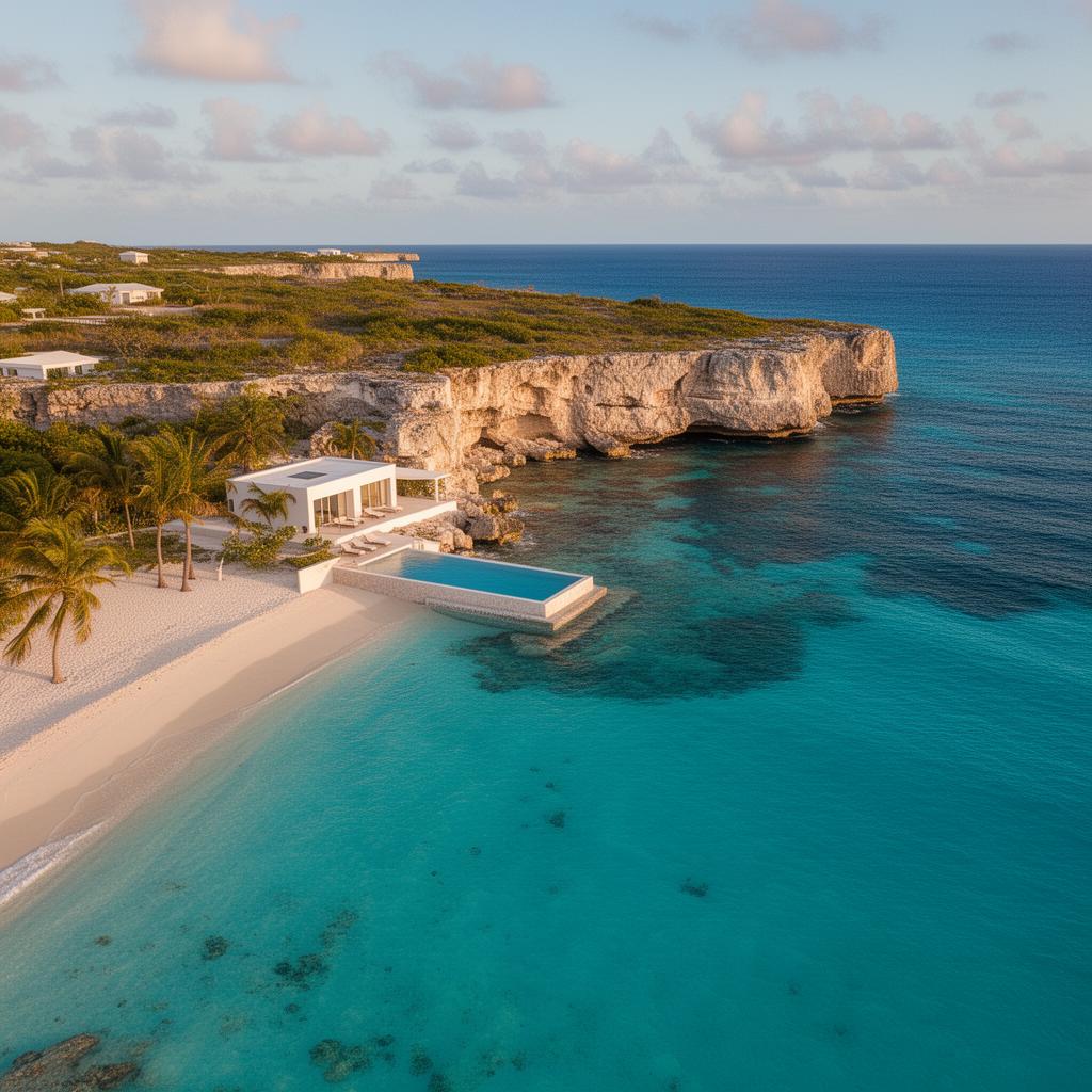 Aerial view of the Curaçao coastline