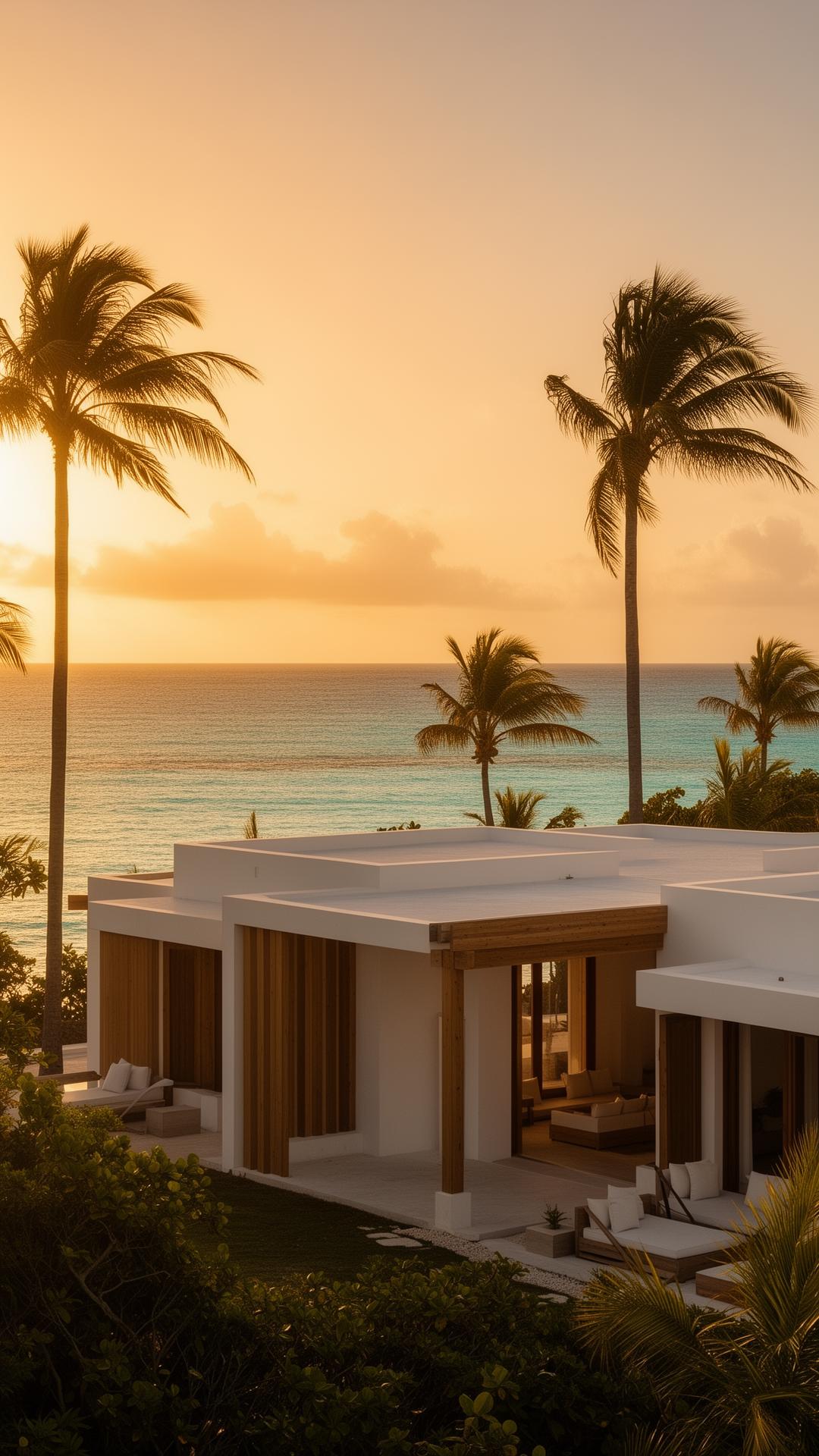 Secluded boutique hotel in Curaçao at golden hour