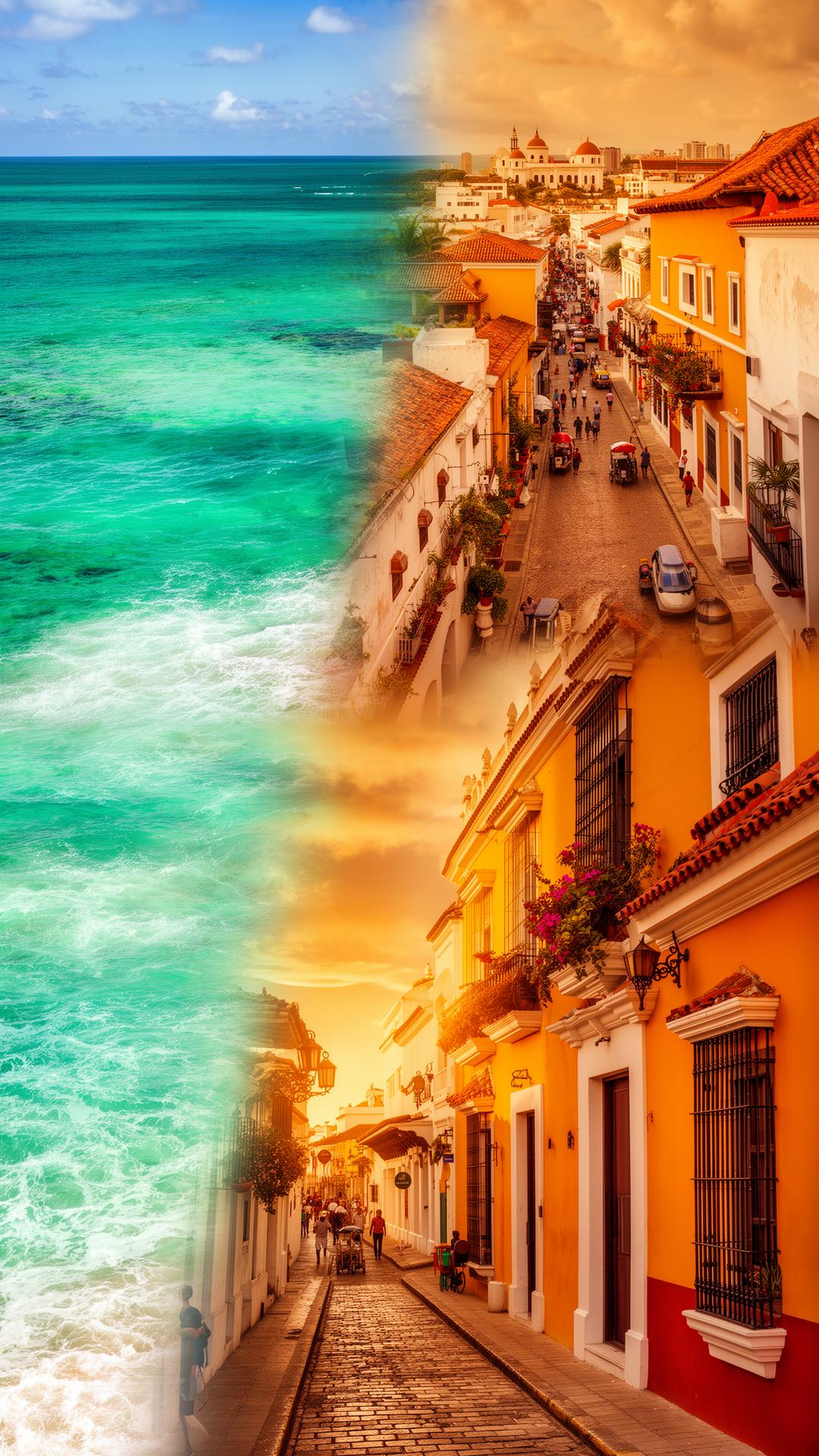 Caribbean coastline and Andean city