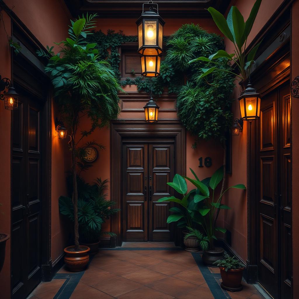 Casa La Fe lantern-lit entrance